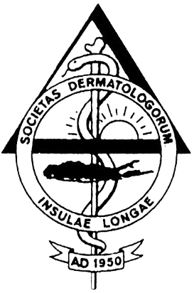 Long Island Dermatological Society crest, featuring the motto Societas Dermatologorum Insulae Longae and the founding year AD 1950